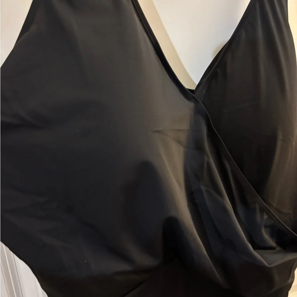 New Denim & Co Beach Black Swim Dress Sz 16